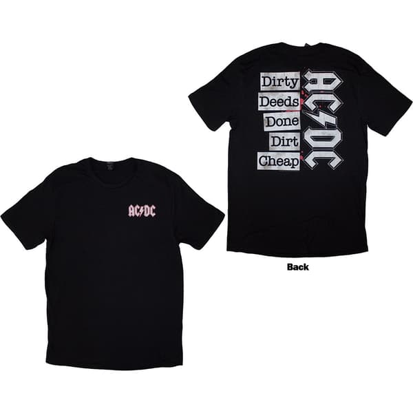 AC/DC Unisex T-Shirt: Mini Logo / Dirty Deeds (Back Print) (Medium)