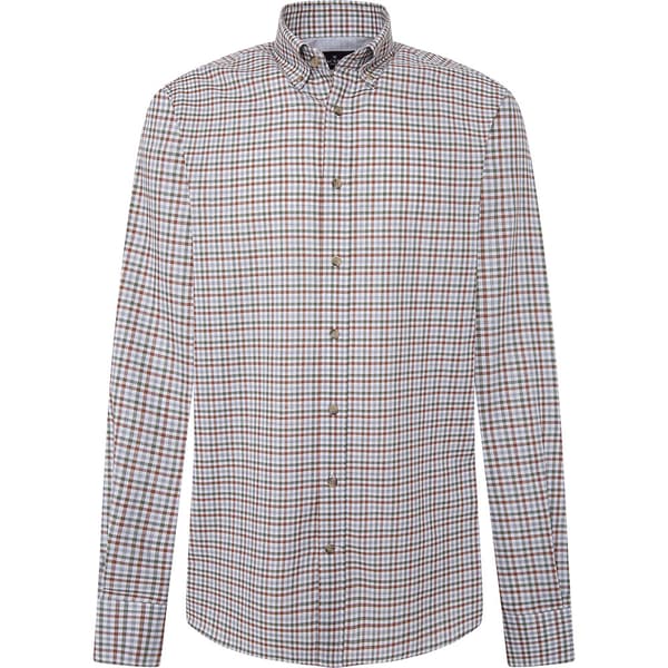 Hackett 3 Col Brushed Gingham Skjorte Med Lange ærmer Grå M Mand