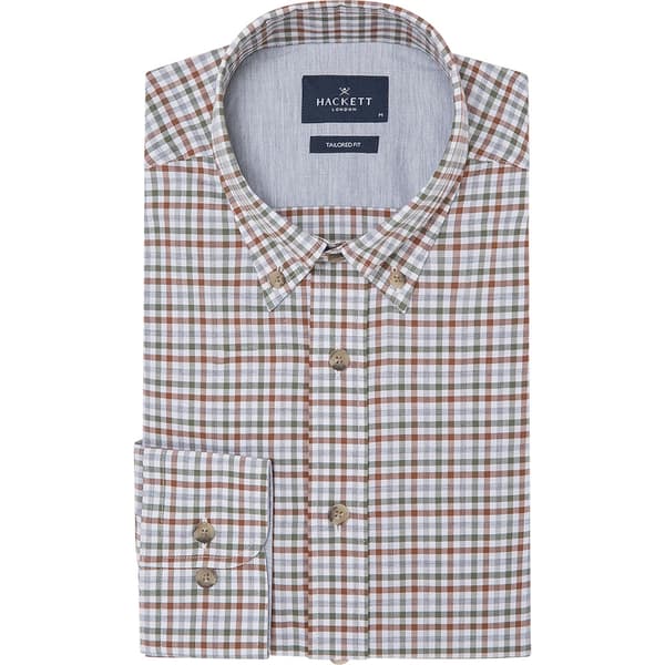 Hackett 3 Col Brushed Gingham Skjorte Med Lange ærmer Grå M Mand