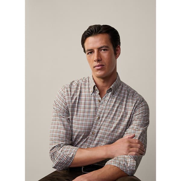 Hackett 3 Col Brushed Gingham Skjorte Med Lange ærmer Grå M Mand