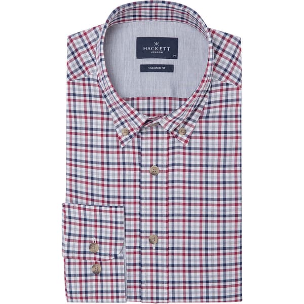 Hackett 3 Col Brushed Gingham Skjorte Med Lange ærmer Lilla M Mand