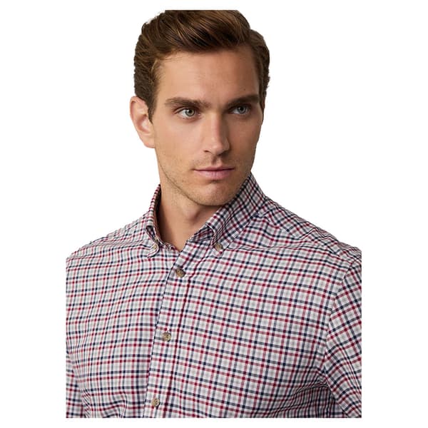 Hackett 3 Col Brushed Gingham Skjorte Med Lange ærmer Lilla M Mand