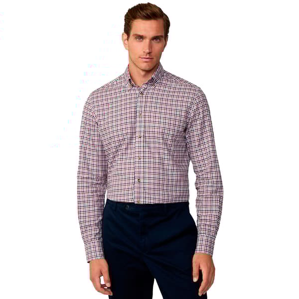 Hackett 3 Col Brushed Gingham Skjorte Med Lange ærmer Lilla M Mand