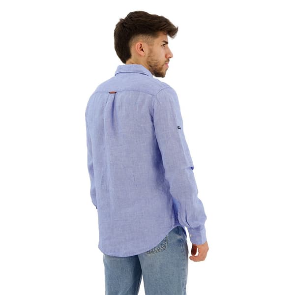 Superdry Studios Casual Linen Skjorte Med Lange ærmer Blå XL Mand