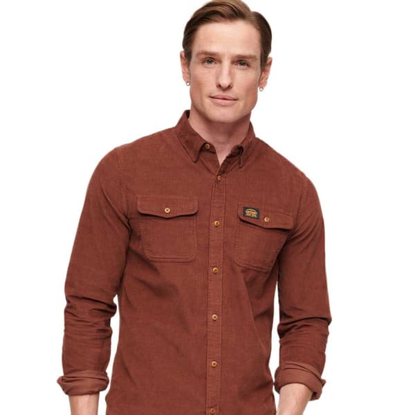 Superdry Trailsman Cord Skjorte Med Lange ærmer Brun XL Mand