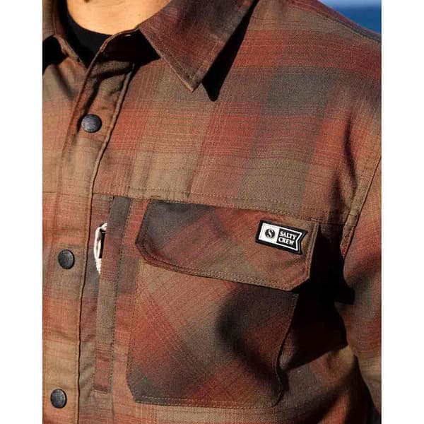 Salty Crew Fathom Tech Flannel Skjorte Med Lange ærmer  L Mand