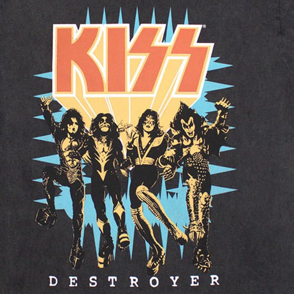 KISS Destroyer 3D Logo Stone Wash T Shirt
