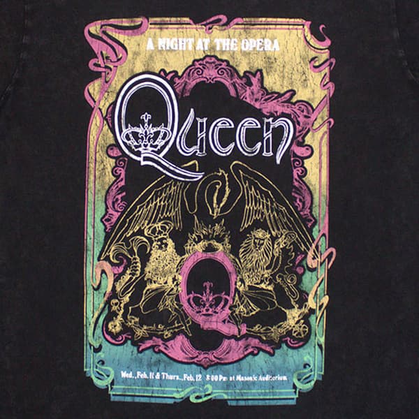 Queen A Night At The Opera Tour 76 Stone Wash T Shirt