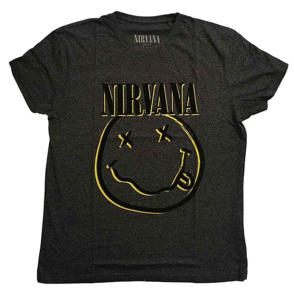 Nirvana Inverse Grunge Face Band Logo T Shirt Black M