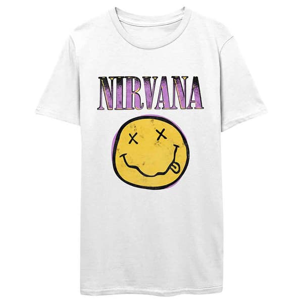 Nirvana  Grunge Face Pink T Shirt White XXL