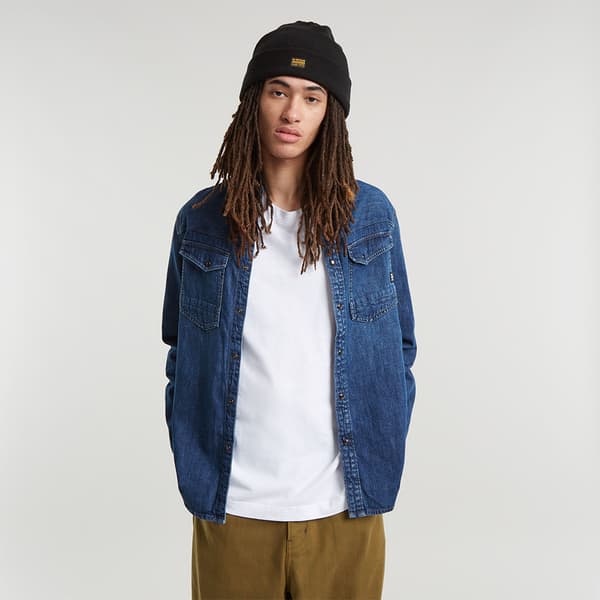 G-star D23616-d252 Slim Fit Skjorte Med Lange ærmer Blå L Mand