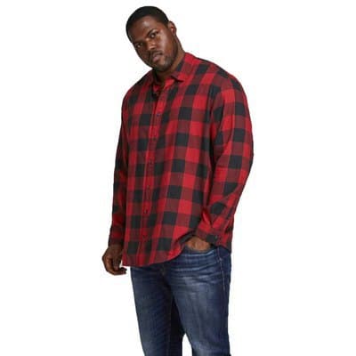 Jack & Jones Gingham Twill Pitkähihainen Paita Punainen 7XL Mies