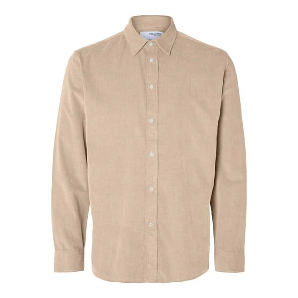 Selected Regowen-cord Skjorta Med Långa ärmar Beige M Man