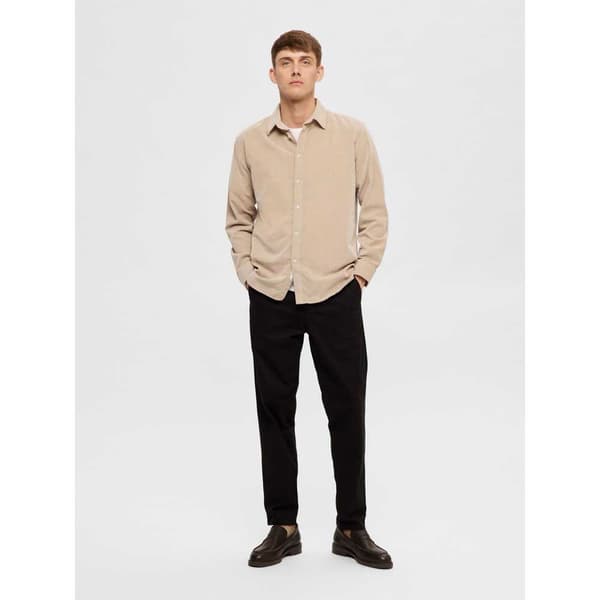 Selected Regowen-cord Skjorta Med Långa ärmar Beige M Man
