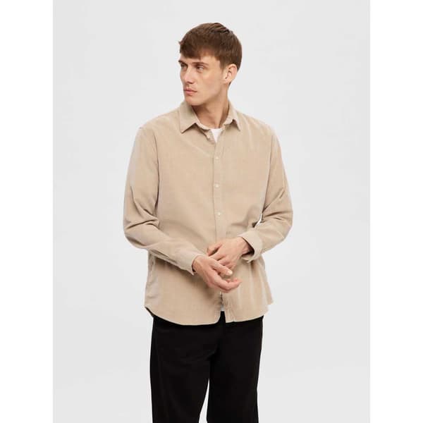 Selected Regowen-cord Skjorta Med Långa ärmar Beige M Man