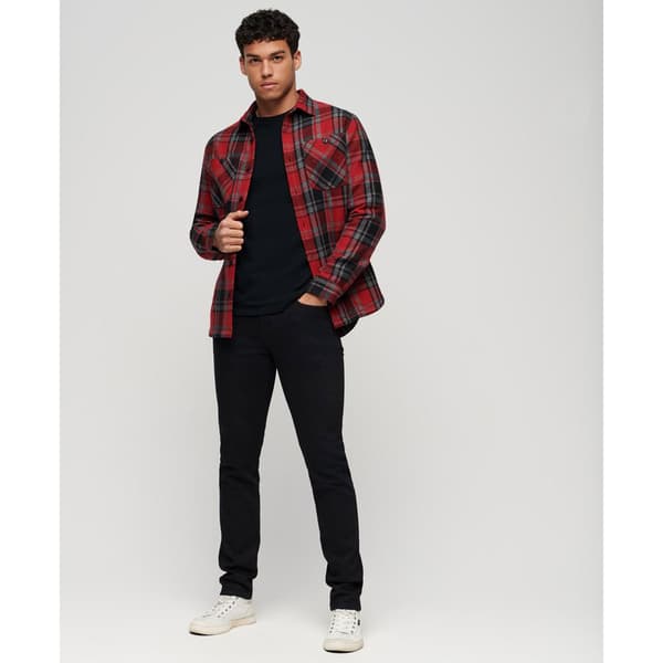 Superdry Merchant Quilted Skjorta Med Långa ärmar Röd XL Man
