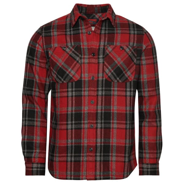 Superdry Merchant Quilted Skjorta Med Långa ärmar Röd XL Man