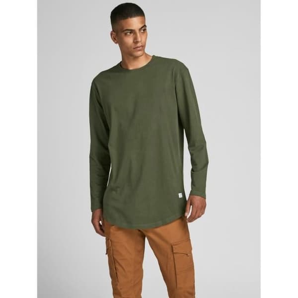 T-shirt med lång ärm - Jack &amp; Jones - Noa - Skogsgrön - 100% ekologisk bomull - Regular fit