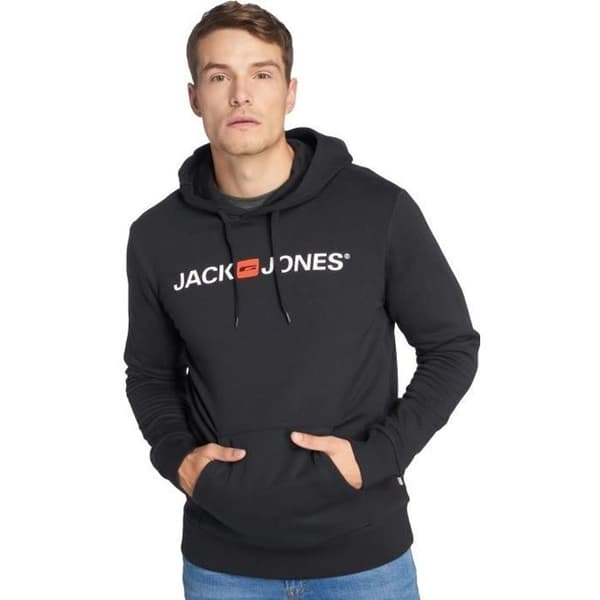 Hoodie - JACK &amp; JONES - Svart - Långa Ärmar - Huva -Herr
