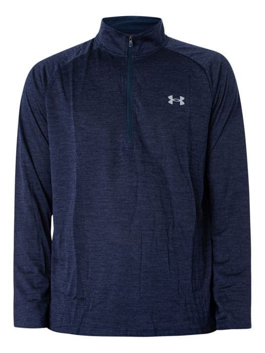 Långärmad T-shirt - Under Armour - Tech Zip - Marinblå - Ultrabekväm - Andningsbar