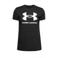Miniatyrbild 1 av 2: T-shirt i bomull med stor logotyp - Under Armour - Dam - Rundad krage - Korta ärmar - Svart