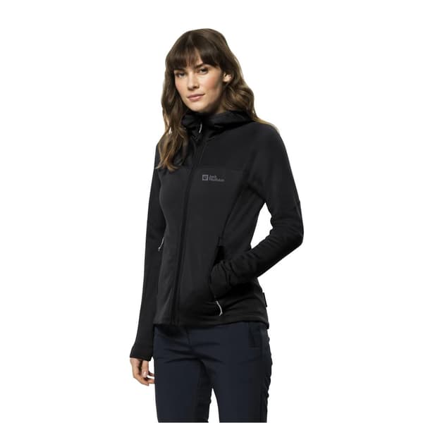Jack Wolfskin Hirschberg Hooded FZ W 1710871-6000, Kvinna, Jersey, Svart
