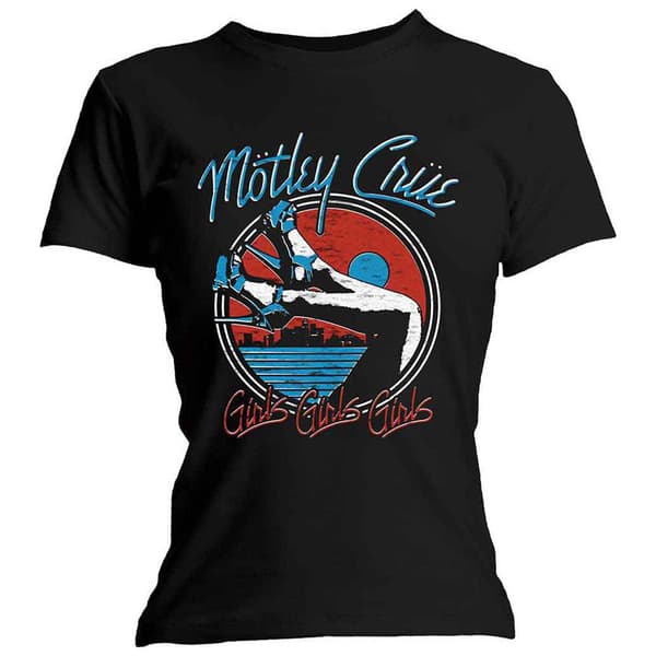 Motley Crue Heels Band Logo Skinny Fit T Shirt