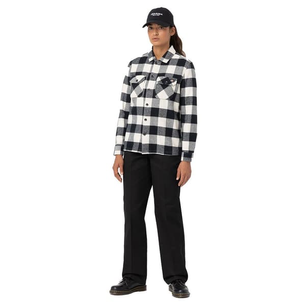 Dickies New Sacramento Skjorta Med Långa ärmar Vit,Svart S Kvinna