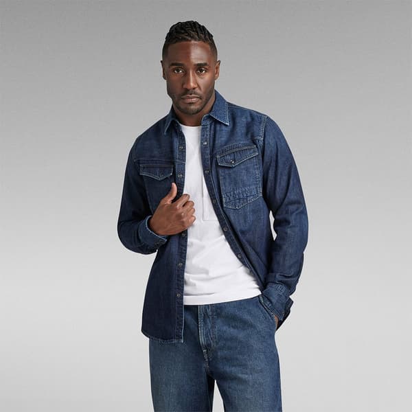 G-star D23616-d252 Slim Fit Skjorte Med Lange ærmer Blå S Mand