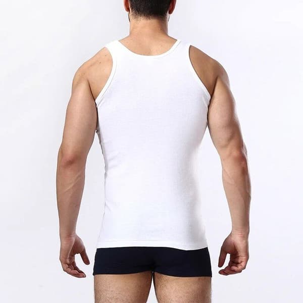 Herrtröja-bomull-fitness-casual-absorberande-svett-tunn-elastisk bas-vit