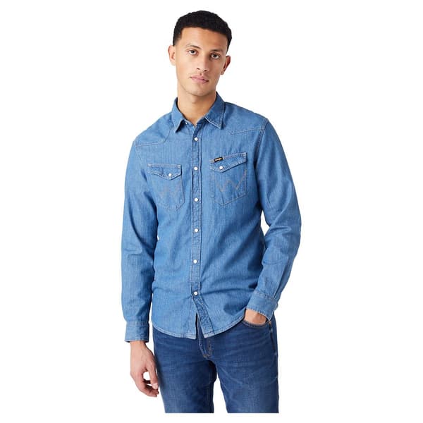 Wrangler Western Skjorta Med Långa ärmar Blå L Man