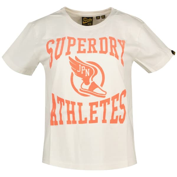 Superdry Varsity Flocked Fitted T-shirt Med Korta ärmar Vit L Kvinna