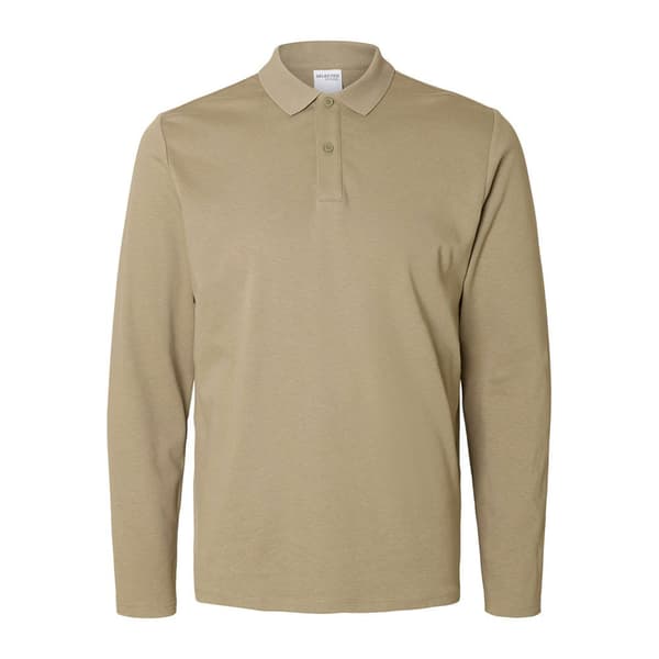 Selected Slim Toulouse Polo Med Lange ærmer Beige M Mand