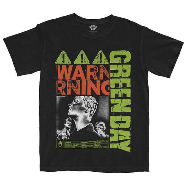 Green Day Warning Band Logo T Shirt Black M