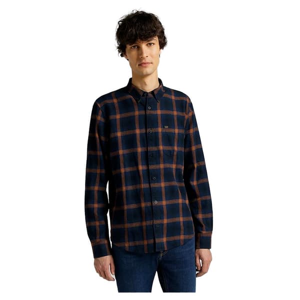 Lee Button Down Skjorte Med Lange ærmer Rød M Mand