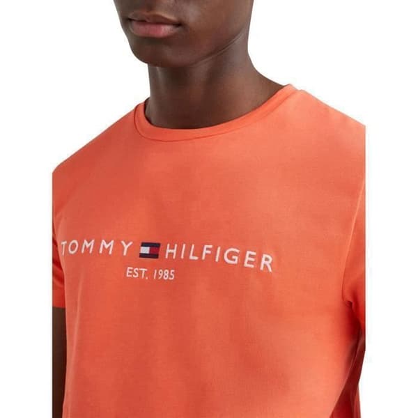 T-shirt med rund hals i ekologisk bomull Tommy Hilfiger orange