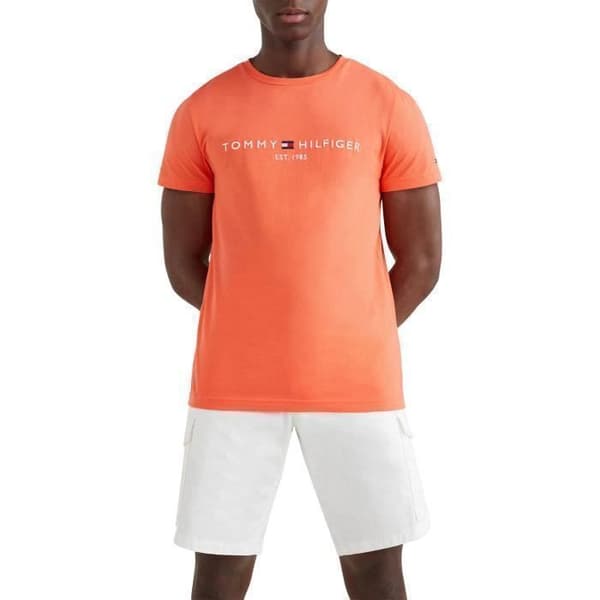 T-shirt med rund hals i ekologisk bomull Tommy Hilfiger orange