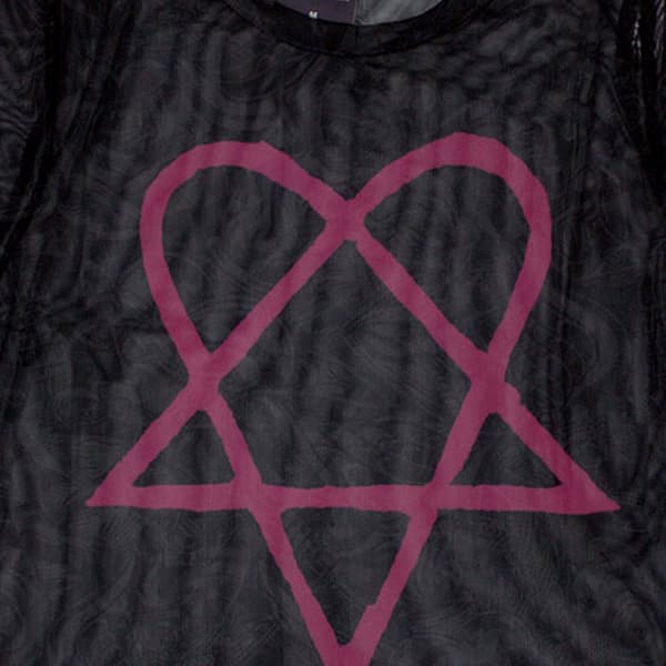 HIM Pink Heartagram Mesh Crop Top Shirt