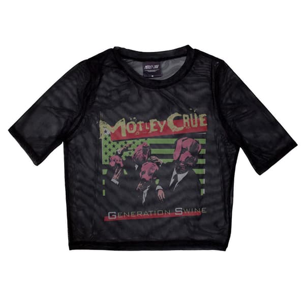 Motley Crue Generation Swine Mesh Crop Top Shirt Black L