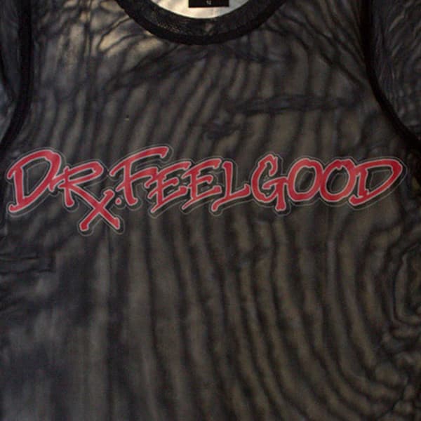 Motley Crue Dr Feelgood Logo Mesh Long Sleeved Crop Top