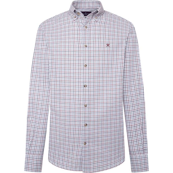 Hackett Brushed Tattersal Pitkähihainen Kauluspaita Harmaa M Mies