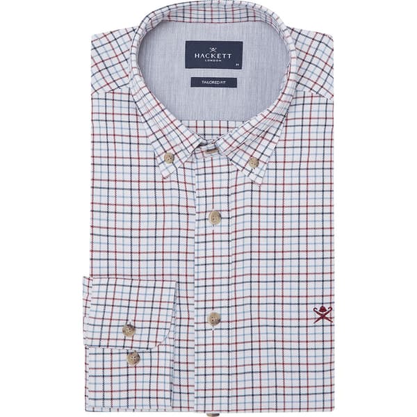 Hackett Brushed Tattersal Pitkähihainen Kauluspaita Harmaa M Mies