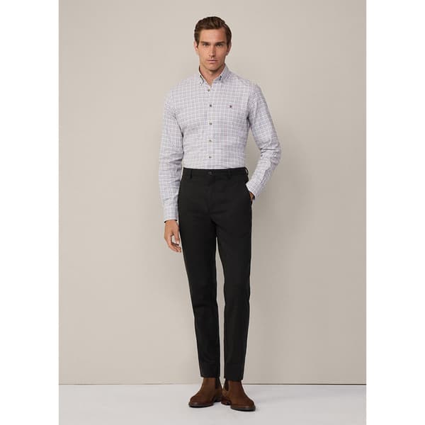 Hackett Brushed Tattersal Pitkähihainen Kauluspaita Harmaa M Mies