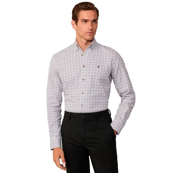 Hackett Brushed Tattersal Pitkähihainen Kauluspaita Harmaa M Mies