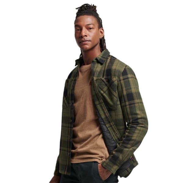 Superdry Merchant Quilted Skjorta Med Långa ärmar Grönt S Man