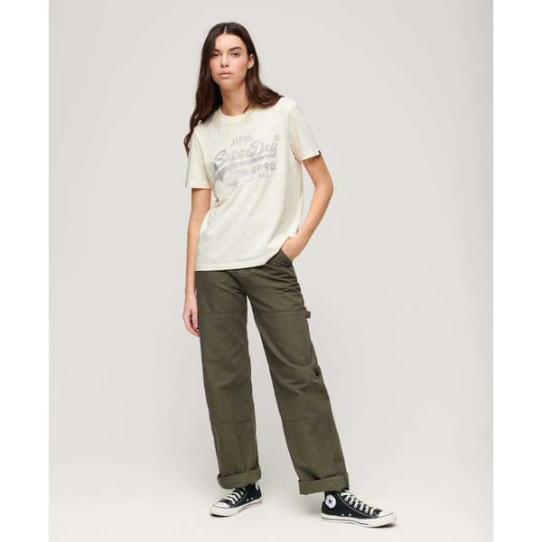 Superdry Metallic Vl Relaxed Lyhythihainen T-paita Beige XL Nainen