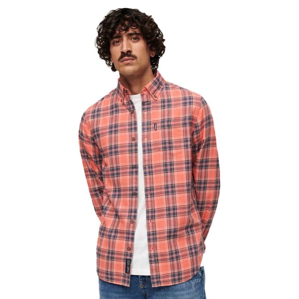 Superdry Vintage Check Pitkähihainen Paita Oranssi S Mies