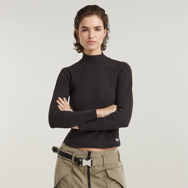 G-star Asymmetric T-shirt Med Lange ærmer Sort S Kvinde