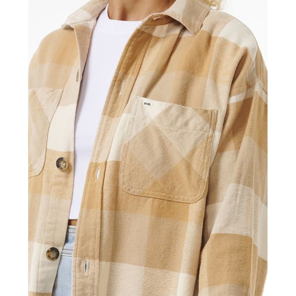 Rip Curl La Isla Flannel Skjorta Med Långa ärmar Beige S Kvinna