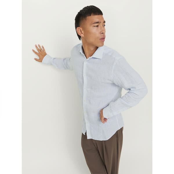 Jack & Jones Parker Linen Stripe Skjorte Med Lange ærmer Hvid L Mand